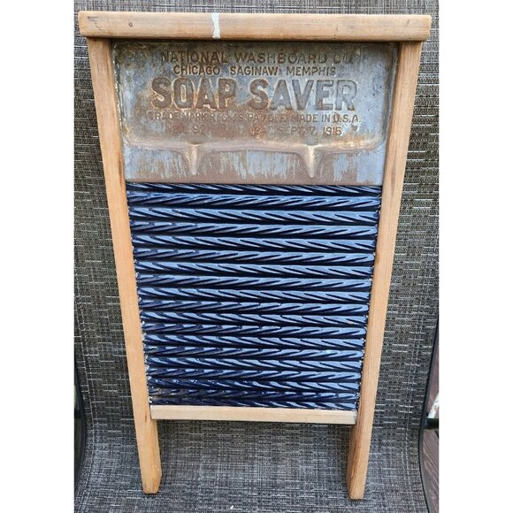 No 197 Cobalt Enamel Soap Saver National Washboard Co Laundry Board Antique Wash - Picture 1 of 12